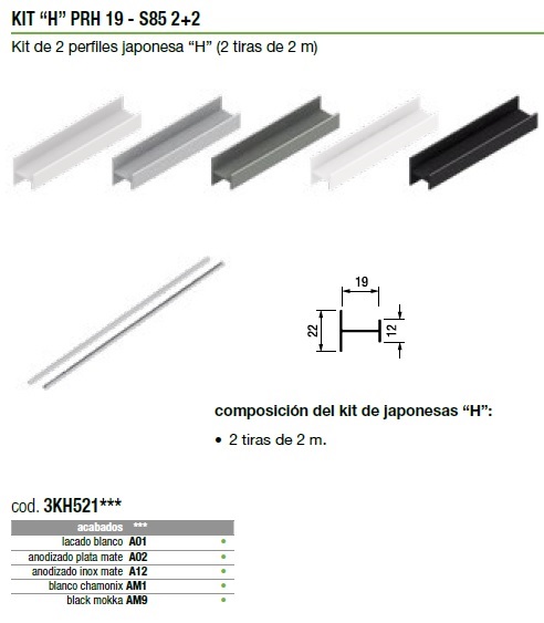 KIT ARMARIO 2 PERFIL SEPARADOR JAPONESA "H" PRH19 BLACK MOKKA 3KH521AM9 2 TIRAS DE 2 METROS