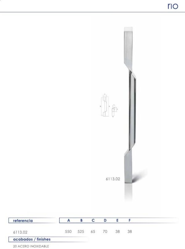 MANILLON PUERTA ENTRADA  6113.L220  525 ACERO INOX