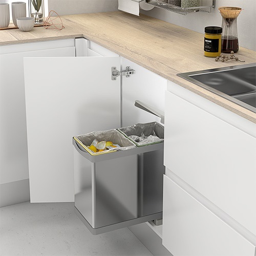 CUBO BASURA EXTRAIBLE 080771 MODULO 30 ACERO INOX 1X14 LITROS